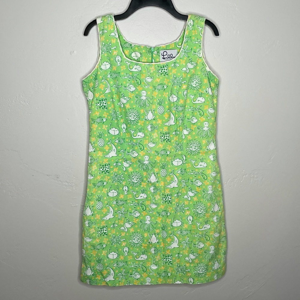 Lilly Pulitzer White Tag Vintage Green Marine Animal Print Shift Dress